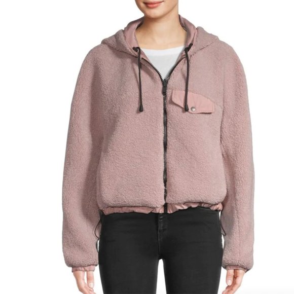 NWT SAKS 5th, ELEVEN PARIS Chic Reversible Faux Shearling Hooded Jacket, L - Picture 10 of 15